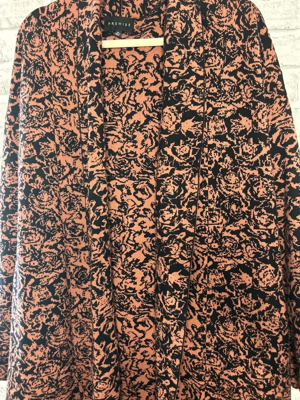 Premise Long Open-Front Cardigan with Abstract Floral Print - Picture 3 of 6